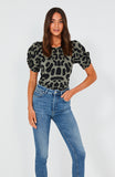 Aspen Puff Sleeve Tee- Leopard