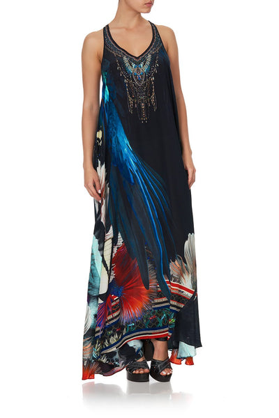 V Neck Racerback Dress- Night Flight