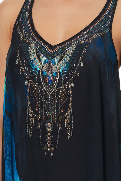 V Neck Racerback Dress- Night Flight