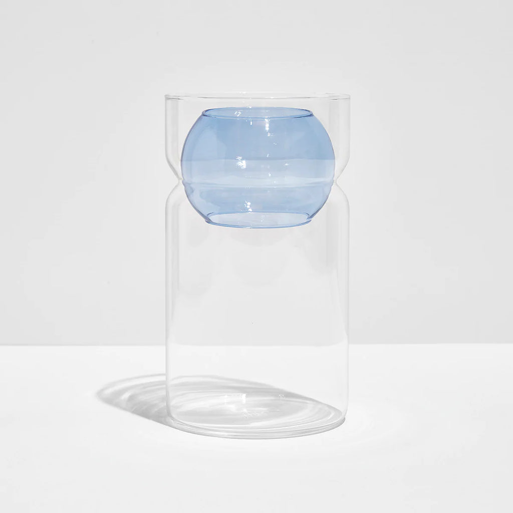 Balance Vase- Clear + Blue