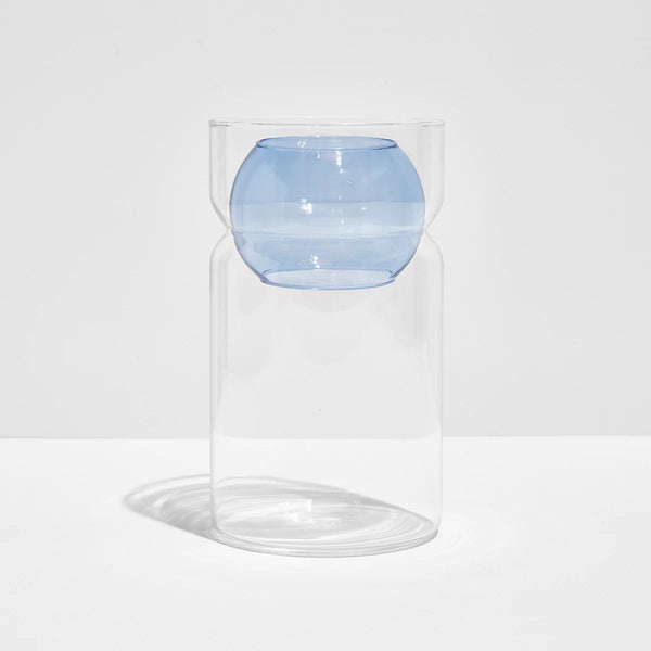 Balance Vase- Clear + Blue