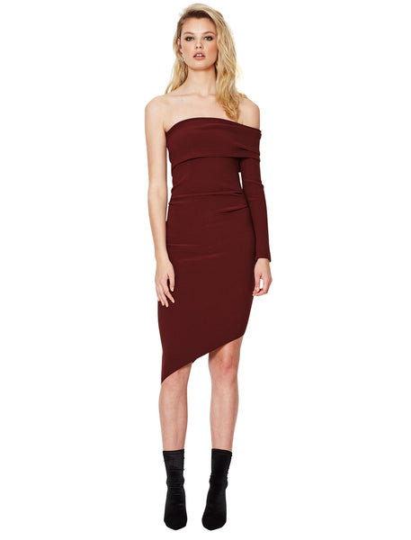 Love Ruler Asymmetrical Dress- Deep Rogue