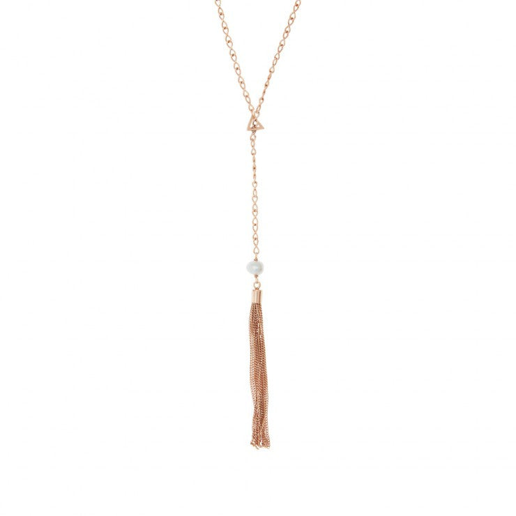 Before The Sunset Pearl Lariat- Rose Gold