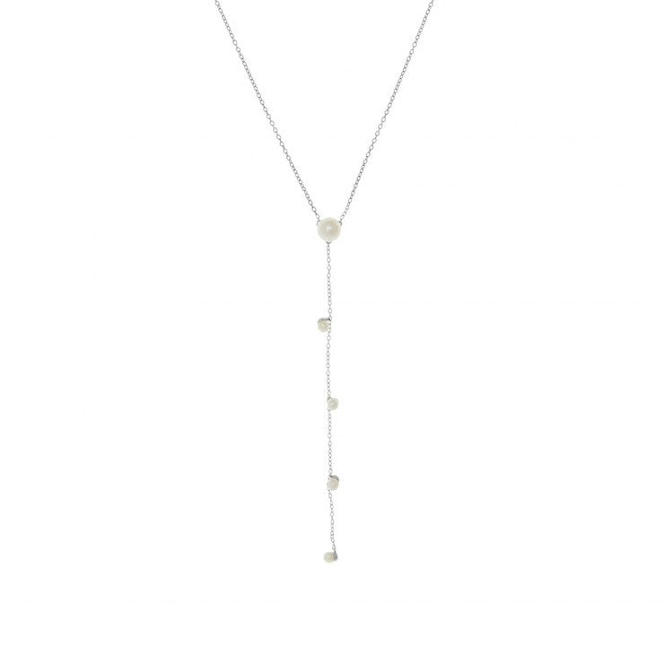 Before The Sunset Pearl Drop Necklace- Silver