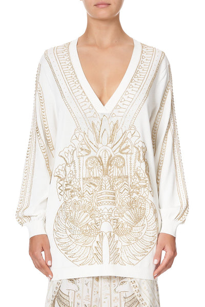 The Queens Chamber Embellished V Neck Knit