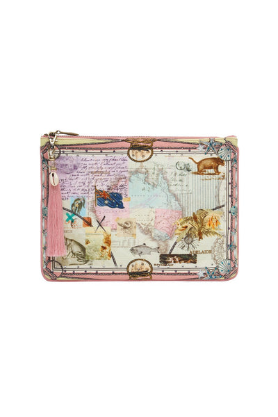 Small Canvas Clutch- Post Cards From Then