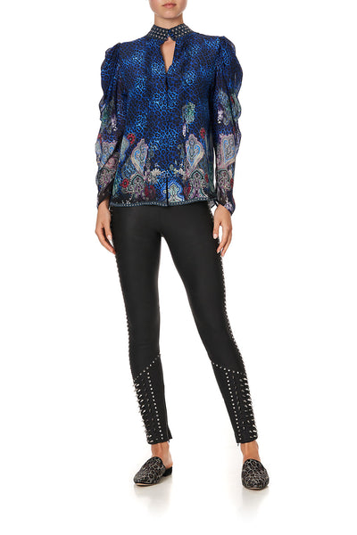 Pintuck Blouse W Drape Sleeve- Camden Moon