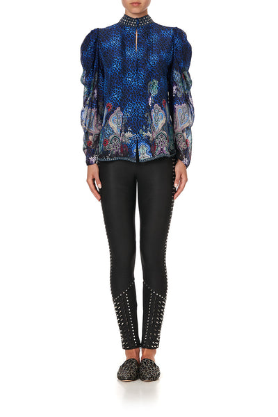 Pintuck Blouse W Drape Sleeve- Camden Moon