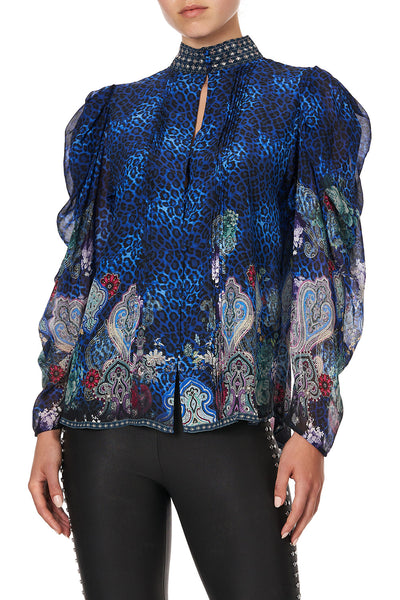 Pintuck Blouse W Drape Sleeve- Camden Moon