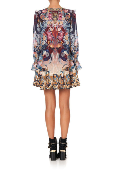 Ruffle Lace Up Dress- Nouveau Nights