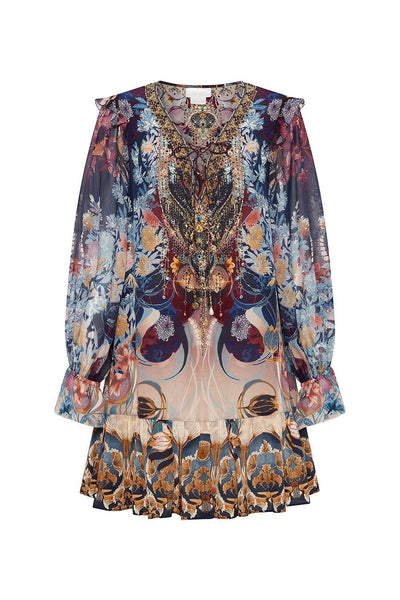 Ruffle Lace Up Dress- Nouveau Nights