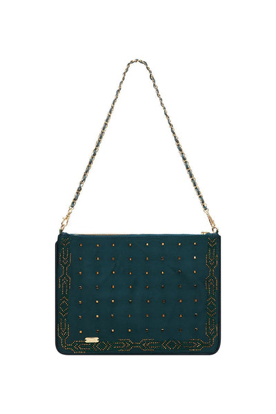 Zip Top Clutch Crossbody- Luxe Emerald