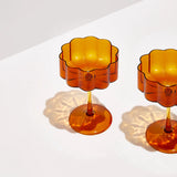 Two Wave Coupe Glasses- Amber