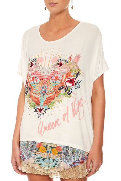 Loose Fit Round Neck Tee- White
