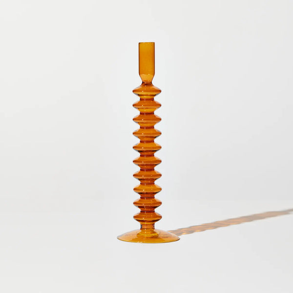 Zig Zag Candle Holder in Amber