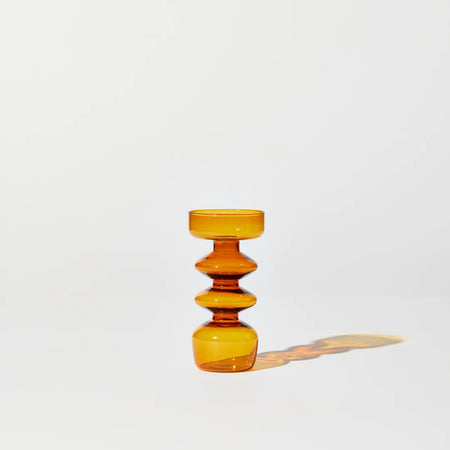 Zig Zag Candle Holder in Amber