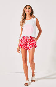 Kenji Track Short- Red Leopard