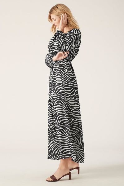 Zoya Longsleeve Maxi Dress- Zebra