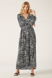 Zoya Longsleeve Maxi Dress- Zebra