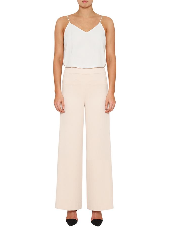 Day To Night High Waisted Wide Leg Pant- Nude