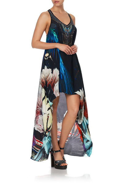 V Neck Racerback Dress- Night Flight