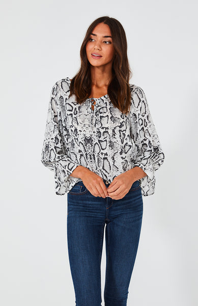 Diego Lace Up Shirt- Snake