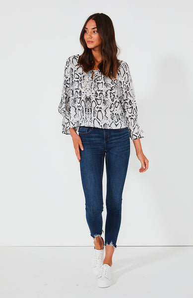 Diego Lace Up Shirt- Snake