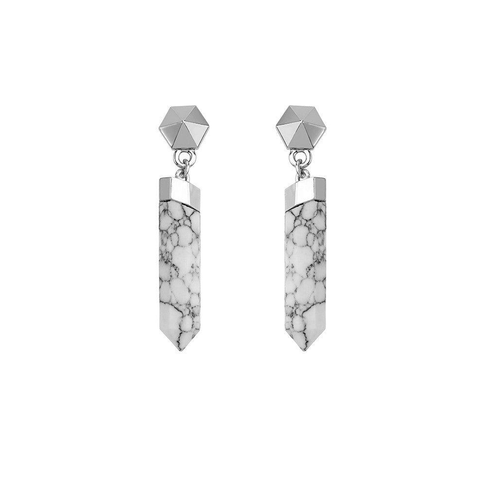 Dawn Exhale Drop Earring- White Howlite/ Silver