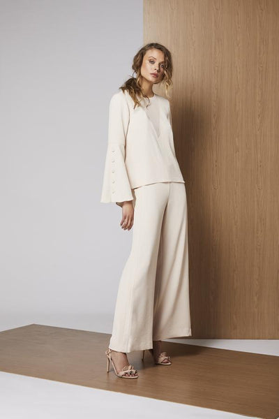 Day To Night High Waisted Wide Leg Pant- Nude