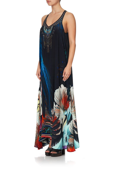 V Neck Racerback Dress- Night Flight