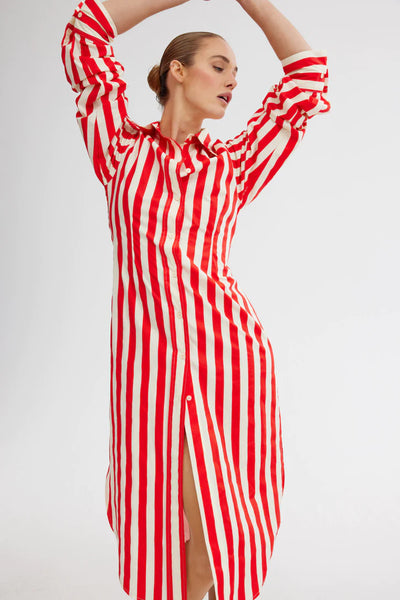 FINN SHIRT DRESS - RUBY/ANTIQUE