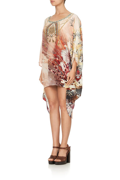 Scoop Back Hem Dress- Coastal Treasure