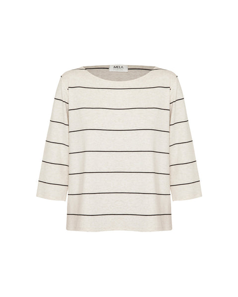 Relaxed Boat Neck Top- Ecru/Balloon