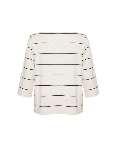 Relaxed Boat Neck Top- Ecru/Balloon