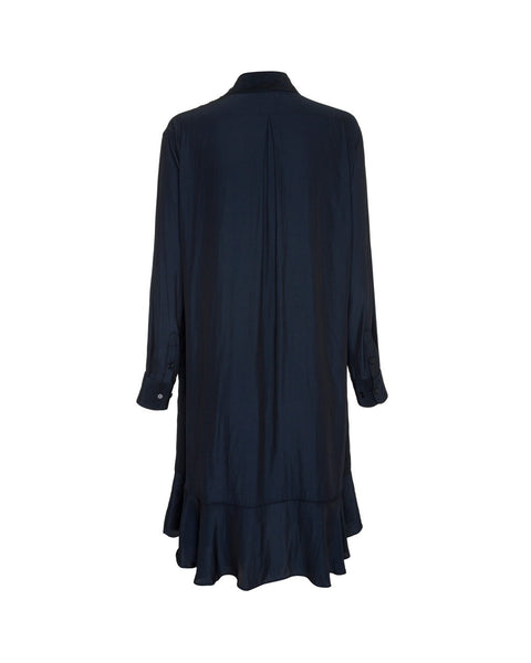 Frill Hem Shirt Dress- French Navy