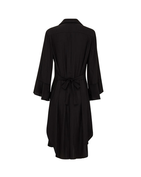 Flute Sleeve Dress- Denim