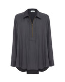 Zip Pleat Shirt- Eclipse