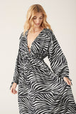 Zoya Longsleeve Maxi Dress- Zebra