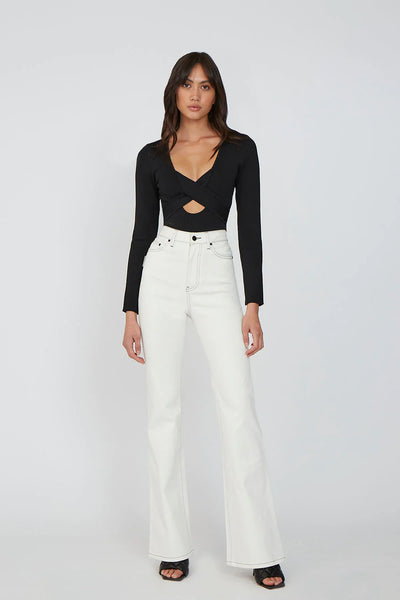 Johnny Flare Jean- White/Black