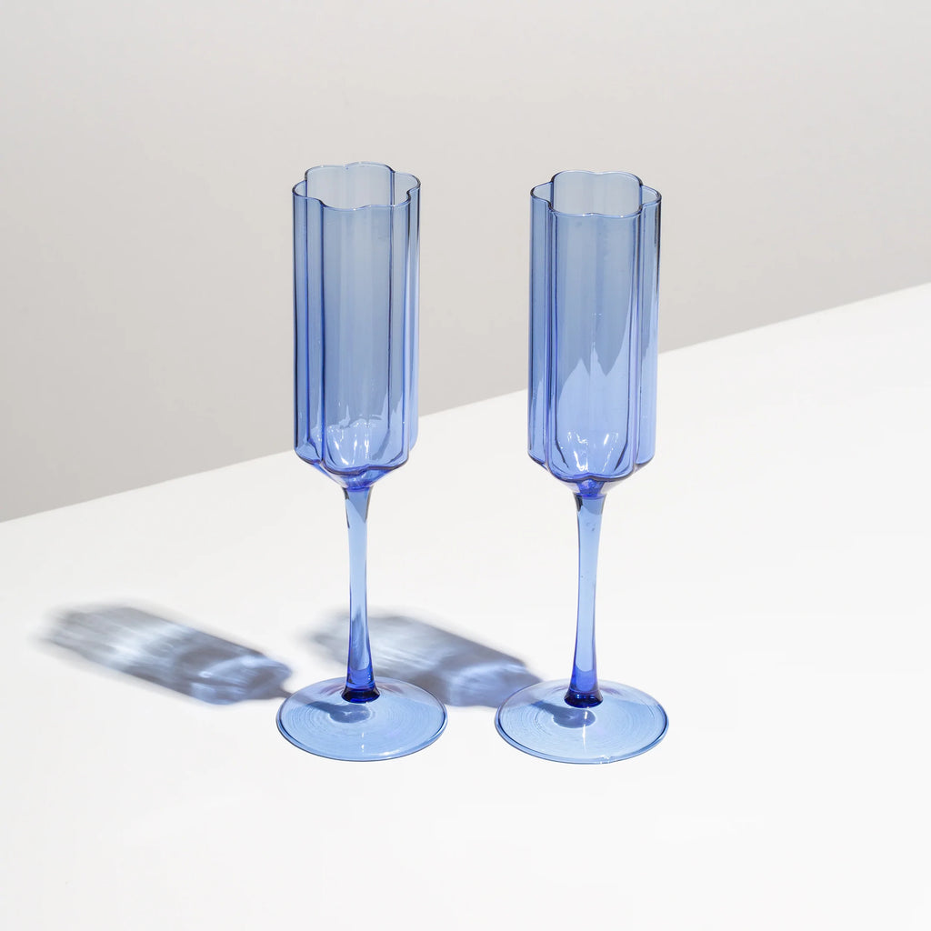 TWO  WAVE FLUTES - BLUE