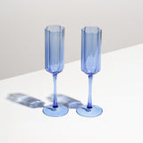 TWO  WAVE FLUTES - BLUE
