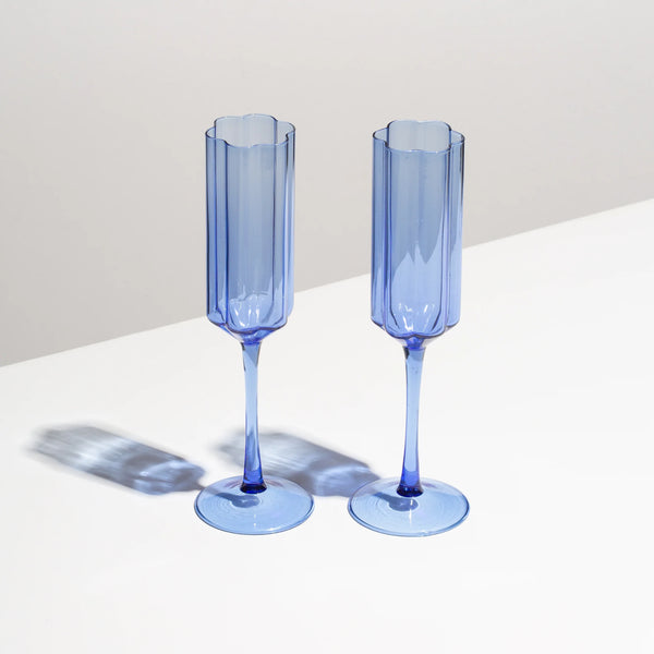 TWO  WAVE FLUTES - BLUE