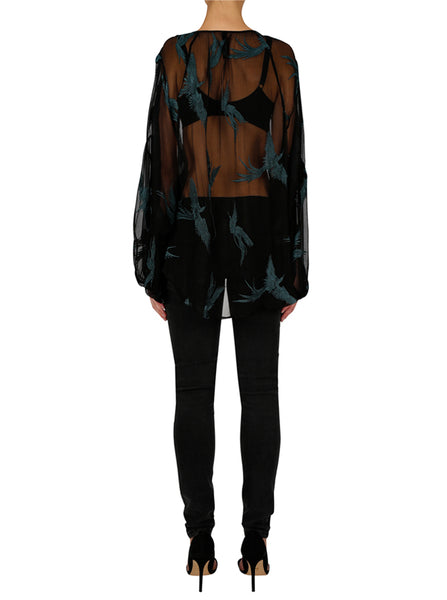 Fly Away Blouse- Black/ Teal