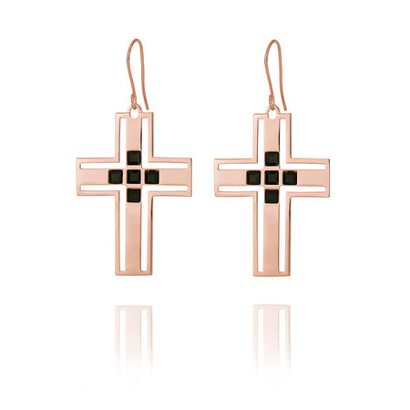 The Ritchie Cross Earring- Sterling Silver + Onyx