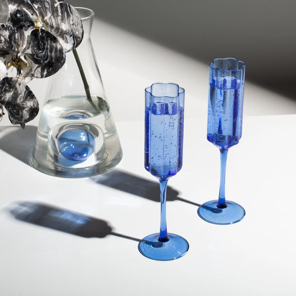 TWO  WAVE FLUTES - BLUE