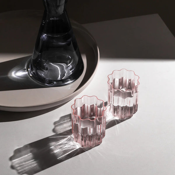 Two Wave Glasses- Pink