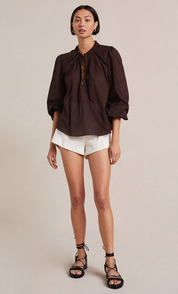Alexandra Long Sleeve Blouse- Chocolate