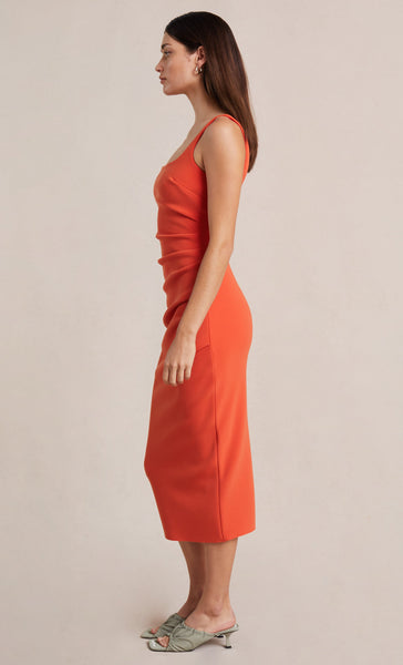 Elroy Tuck Midi Dress- Flame