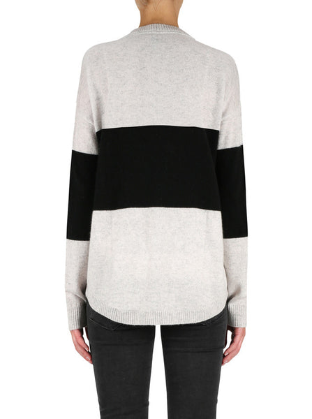 Hyperluxe Stripe Sweater- Grey/Black