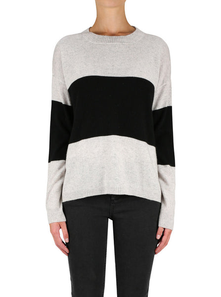 Hyperluxe Stripe Sweater- Grey/Black